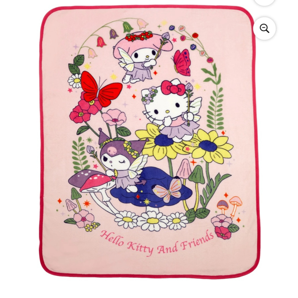 NEW Hello Kitty Pink & Red Fairy Friends Throw Blanket One Size